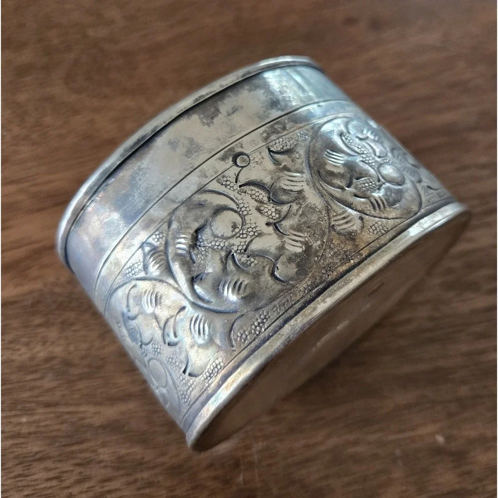 Early 20th Century Silverplate Repoussé/Chased Floral Design Trinket/Snuff Box